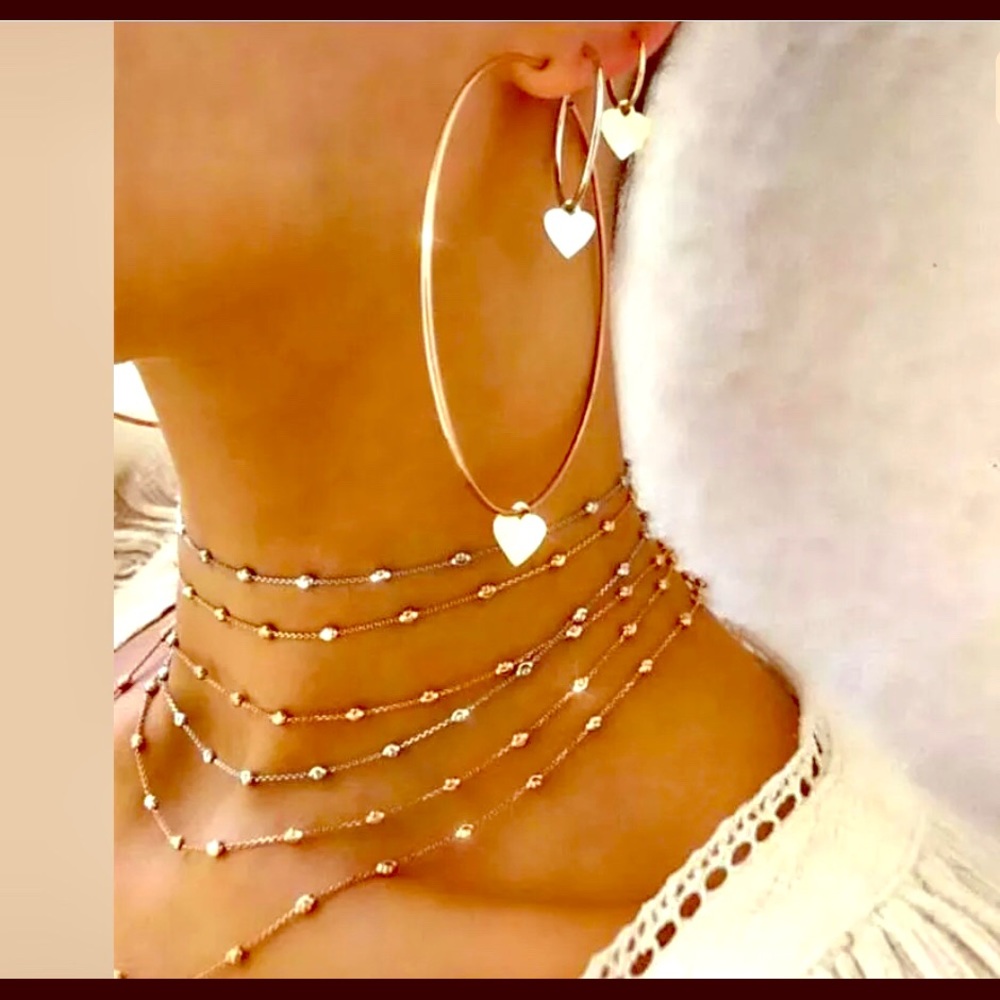 LADIES BIG HOOP HEART LOVE EARRINGS A SET OF 3.